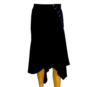Alberto Makali Asymmetrical Skirt Black With Details Ruffle High Low